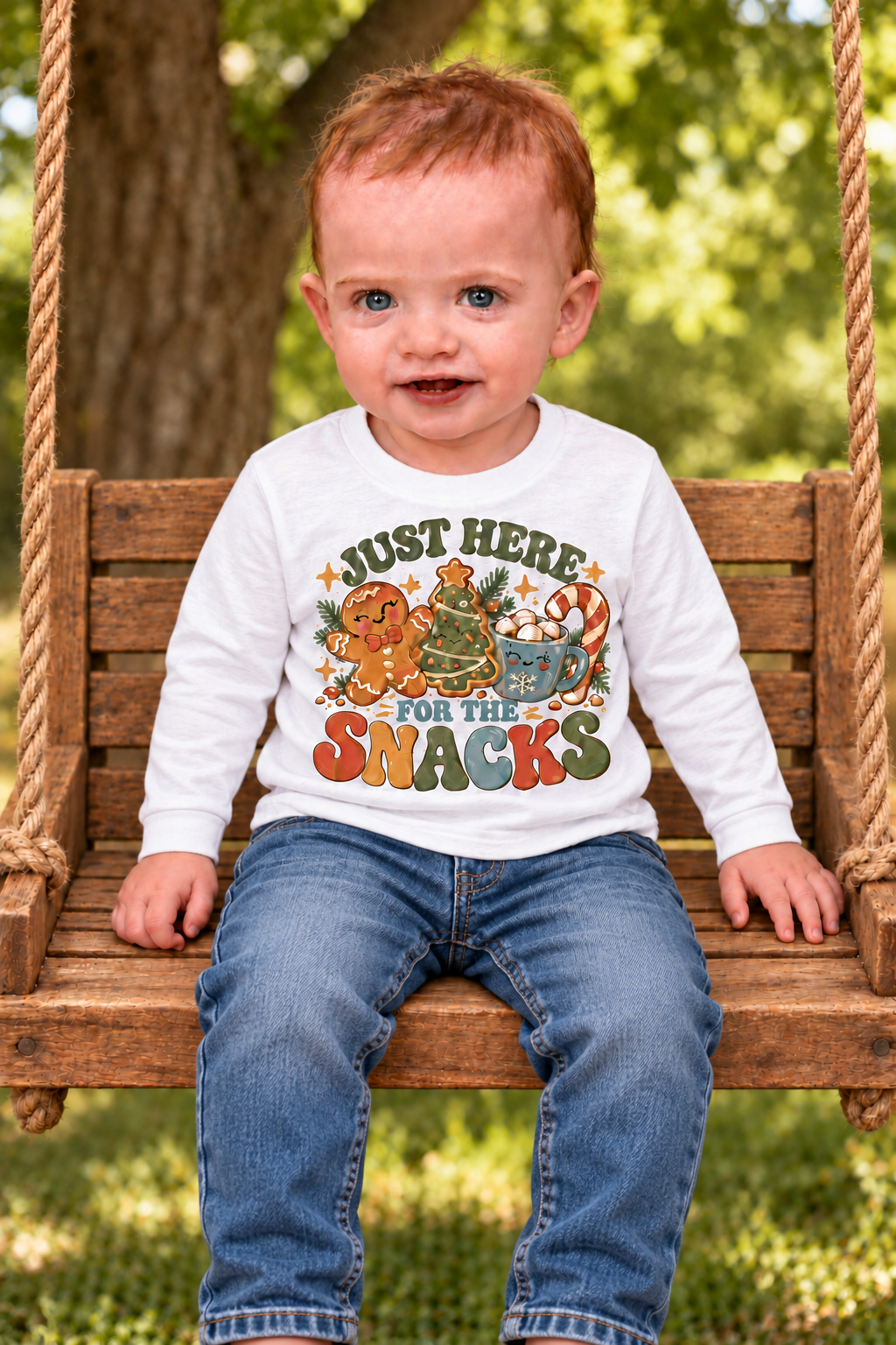 Just Here for the Snacks — Christmas Kids’ Tee