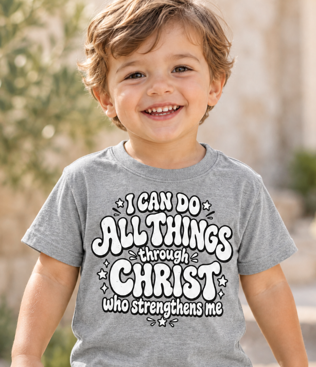 I Can Do All Things — Black & White Toddler Tee
