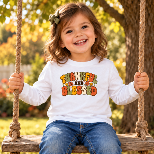 Thankful & Blessed — Girls’ Long-Sleeve Tee